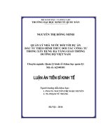 Quản lý Nhà nước đối với dự án đầu tư theo hình thức đối tác công tư trong xây dựng hạ tầng giao thông đường bộ Việt Nam (LA tiến sĩ)