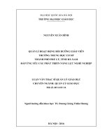 Quản lí hoạt động bồi dưỡng giáo viên trường trung học cơ sở trên địa bàn thành phố phủ lý, tỉnh hà nam 