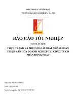 luận văn: THỰC TRẠNG và một số GIẢI PHÁP NHẰM HOÀN THIỆN VĂN HÓA DOANH NGHIỆP CỦA CÔNG TY CỔ PHẦN HỒNG NHẬT