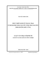 Phát triển kinh tế trang trại ở thành phố thái nguyên, tỉnh thái nguyên theo hướng bền vững 