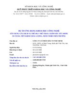 Dự Án Ứng Dụng Khoa Học Công Xây Dựng Các Dịch Vụ Thể Dục Thể Thao, Chăm Sóc Sức Khỏe An Toàn, Tiết Kiệm Năng Lượng, Thân Thiện Môi Trường