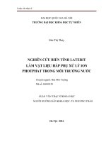 Nghiên cứu biến tính laterit làm vật liệu hấp phụ xử lý ion photphat trong môi trường nước