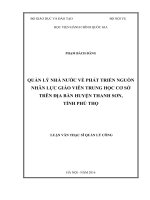 Quản lý nhà nước về nguồn nhân lực giáo viên trung học cơ sở trên địa bàn huyện Thanh Sơn, tỉnh Phú Thọ (LV thạc sĩ)