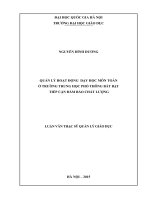 Quản lý hoạt động dạy học môn toán ở trường THPT bất bạt, tiếp cận đảm bảo chất lượng 
