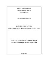 Quản trị nhân lực tại công ty cổ phần dịch vụ đường sắt hà thái 