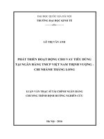 Phát triển hoạt động cho vay tiêu dùng tại ngân hàng TMCP việt nam thịnh vượng   chi nhánh thăng long 
