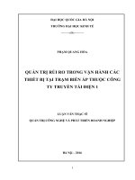 Quản trị rủi ro trong vận hành các thiết bị tại trạm biến áp thuộc công ty truyển tải điện 1 