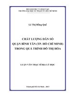 Chất lượng dân số quận Bình Tân (TP. Hồ Chí Minh) trong quá trình đô thị hóa
