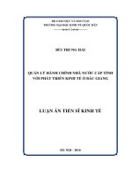 Quản lý hành chính nhà nước cấp tỉnh với phát triển kinh tế ở Bắc Giang (LA tiến sĩ)