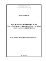 Ứng dụng các mô hình chủ đề ẩn vào mô hình phân hạng lại dòng cập nhật trên mạng xã hội twitter 