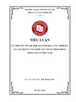 Lý thuyết về lợi thế so sánh qua các thời kỳ và vận dụng vào lĩnh vự xuất nhập khẩu nông sản việt nam