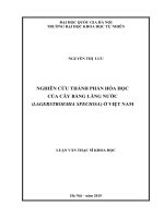 Nghiên cứu thành phân hóa học của cây bằng lăng nước (lagerstroemia speciosa) ở việt nam 