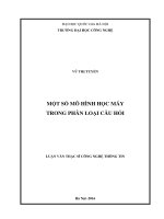 Một số mô hình học máy trong phân loại câu hỏi 