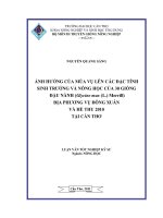 Ảnh hưởng của mùa vụ lên các đặc tính sinh trưởng và nông học của 30 giống đậu nành địa phương tại cần thơ