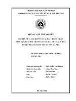 Nghiên cứu ảnh hưởng của hoạt động chăn nuôi lợn đến môi trường nước tại xã thạch hòa – huyện thạch thất – thành phố hà nội 