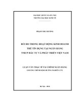 Rủi ro trong hoạt động kinh doanh thẻ tín dụng tại ngân hàng TMCP đầu tư và phát triển việt nam 