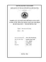Nghiên cứu xây dựng bản đồ phân vùng chất lượng nước sông đáy đoạn chảy qua địa phận huyện hoài đức   thành phố hà nội 