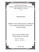 Nghiên cứu phát triển nguồn lực thông tin tại các Trung tâm Thông tin Thư viện trường đại học