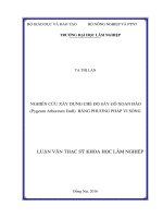 Nghiên cứu xây dựng chế độ sấy gỗ xoan đào (pygeum arboreum endl) bằng phương pháp vi sóng 