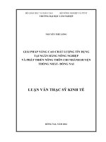 Giải pháp nâng cao chất lượng tín dụng tại ngân hàng nông nghiệp và phát triển nông thôn huyện thống nhất tỉnh đồng nai 