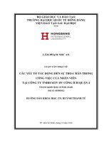 Các yếu tố tác động đến sự thoả mãn trong công việc của nhân viên tại công ty tnhh mtv dv công ích quận 4