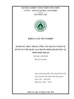 Đánh giá thực trạng công tác quản lý bảo vệ rừng ở VQG phước bình, huyện bác ái, tỉnh ninh thuận 