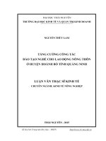 Tăng cường công tác đào tạo nghề cho lao động nông thôn ở huyện hoành bồ tỉnh quảng ninh