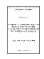Giải pháp tăng cường huy động vốn tại ngân hàng nông nghiệp  phát triển nông thôn chi nhánh huyện thống nhất – đồng nai 