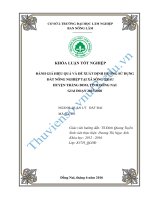 Đánh giá hiệu quả và đề xuất định hướng sử dụng đất nông nghiệp tại xã sôngtrầu, huyện trảng bom, tỉnh đồng nai giai đoạn 2015 2020 