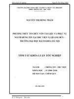 Phương thức tổ chức vốn tài liệu và phục vụ người dùng tin tại Thư viện Tạ Quang Bửu – Trường Đại học Bách Khoa Hà Nội
