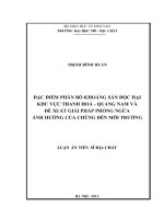 ĐẶC ĐIỂM PHÂN BỐ KHOÁNG SẢN ĐỘC HẠI KHU VỰC THANH HOÁ - QUẢNG NAM VÀ ĐỀ XUẤT GIẢI PHÁP PHÒNG NGỪA ẢNH HƯỞNG CỦA CHÚNG ĐẾN MÔI TRƯỜNG