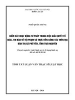 Kiểm sát hoạt động tư pháp trong việc giải quyết tố giác, tin báo về tội phạm và thực tiễn công tác trên địa bàn thị xã phổ yên tỉnh thái nguyên ngô quốc hưng 