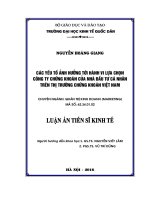 Các yếu tố ảnh hưởng đến hành vi lựa chọn công ty chứng khoán của nhà đầu tư cá nhân trên thị trường chứng khoán Việt Nam (LA tiến sĩ)
