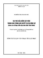 Thư vai trò của kiểm sát viên trong quá trình giải quyết vụ án hình sự 