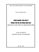 Công nghiệp văn hóa ở Thành phố Hồ Chí Minh hiện nay (Qua khảo sát một số lĩnh vực nghệ thuật biểu diễn)