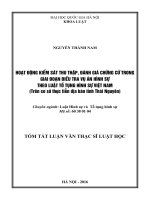 Hoạt động kiểm sát thu thập đánh giá chứng cứ trong giai đoạn điều tra vụ án hình sự theo luật tố tụng hình sự việt nam trên cơ sở thực tiễn tại địa bàn tỉnh thái nguyên nguyễn thành nam 