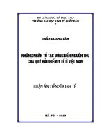 Những nhân tố tác động đến nguồn thu của Quỹ Bảo hiểm y tế ở Việt Nam (LA tiến sĩ)