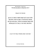 Quản lý phát triển đội ngũ giáo viên trường Trung học cơ sở B Hải Minh, huyện Hải Hậu, tỉnh Nam Định theo mô hình quản lý dựa vào nhà trường