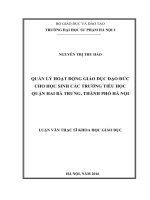 Quản lý hoạt động giáo dục đạo đức cho học sinh các trường tiểu học Quận Hai Bà Trưng, Thành phố Hà Nội