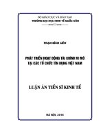 Phát triển hoạt động tài chính vi mô tại các tổ chức tín dụng Việt Nam (LA tiến sĩ)
