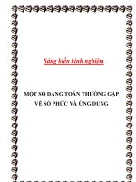 Một số dạng toán thường gặp về số phức và ứng dụng