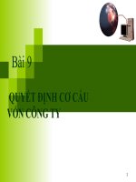 Bài giảng quản trị tài chính bài 9   PGS TS  nguyễn minh kiều