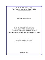 Đào tạo nguồn nhân lực trong các doanh nghiệp thuộc ngành công nghiệp nội dung số (CNNDS) Việt nam
