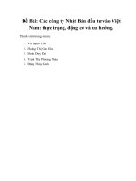 Các công ty nhật bản đầu tư vào VN  thực trạng động cơ xu hướng tính đến tháng 2 năm 2017