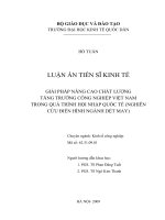 Giải pháp nâng cao chất lượng tăng trưởng công nghiệp Việt Nam trong quá trình hội nhập quốc tế (Nghiên cứu điển hình từ ngành dệt may Việt Nam)