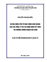 Dự báo dòng tiền từ hoạt động kinh doanh của các công ty phi tài chính niêm yết trên thị trường chứng khoán
