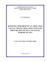 Đánh giá tình hình xử lý chất thải tại các trang trại chăn nuôi lợn trên địa bàn huyện Văn Giang, tỉnh Hưng Yên