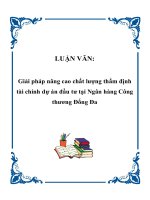 Giải Pháp Nâng Cao Chất Lượng Thẩm Định Tài Chính Dự Án Đầu Tư Tại Ngân Hàng Công Thương Đống Đa