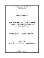 Luận văn Thạc sĩ Quản trị kinh doanh Huy động tiền gửi tại Ngân hàng TMCP Nam Việt - Chi Nhánh Đà Nẵng