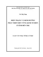 Hiện trạng và định hướng phát triển bền vững kinh tế biển ở tỉnh Bến Tre